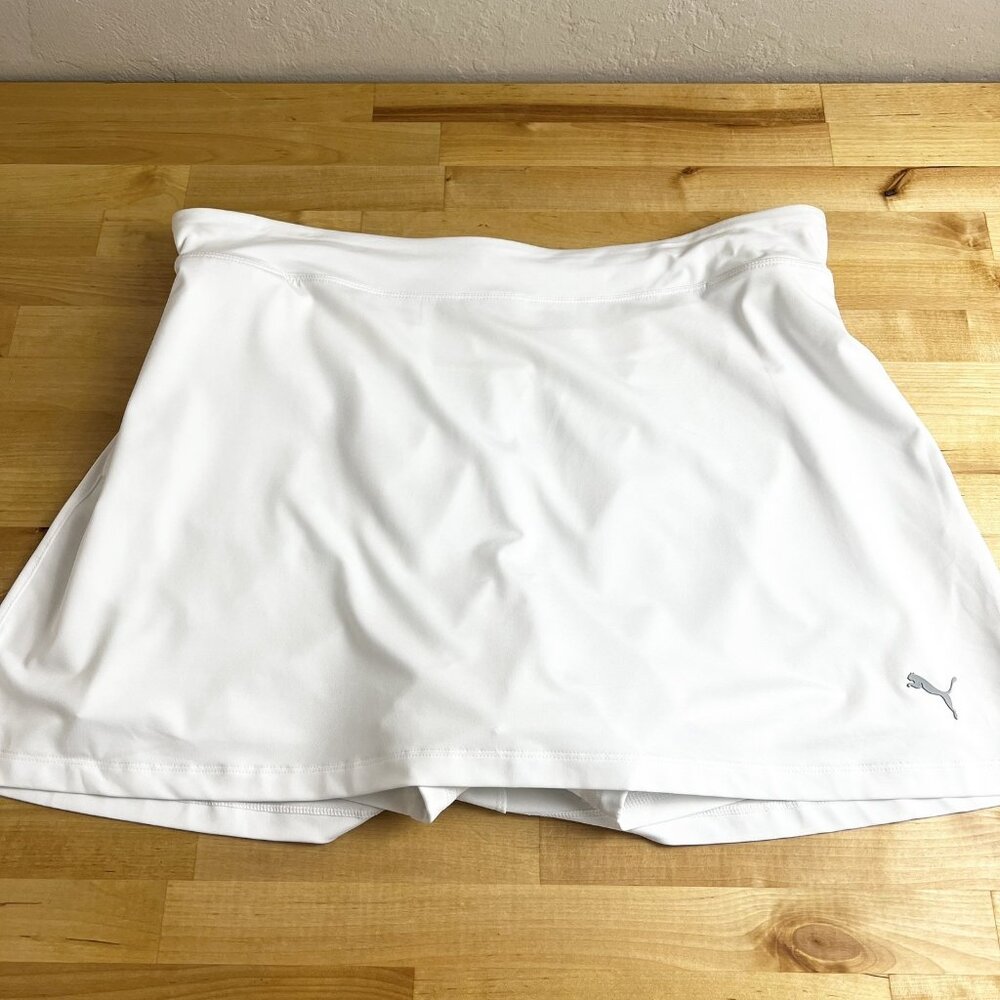 PUMA Solid Knit‎ Skirt Skort Detachable Shorts White UPF 40 Size XL NEW